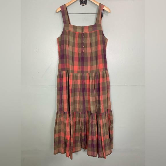 Faherty Marina Dress Desert Plaid‎ Size Medium Midi - Picture 1 of 4